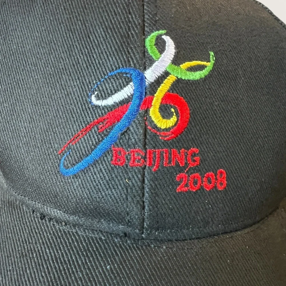Beijing 2008 Olympics Games Hat Black OSFM Strapback Baseball Cap Souvenir Sport